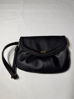 Y2K Juicy Couture Royal Black Wristlet Clutch With Hot Pink Crown Interior